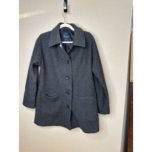 Madewell Womens Black‎ Coat Medium wool collared mid length button up pockets